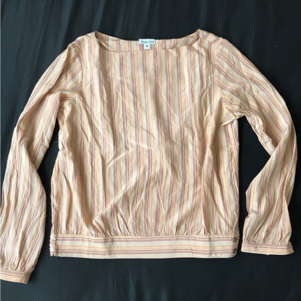 Vintage Blouse with Peach and Cream Stripes
